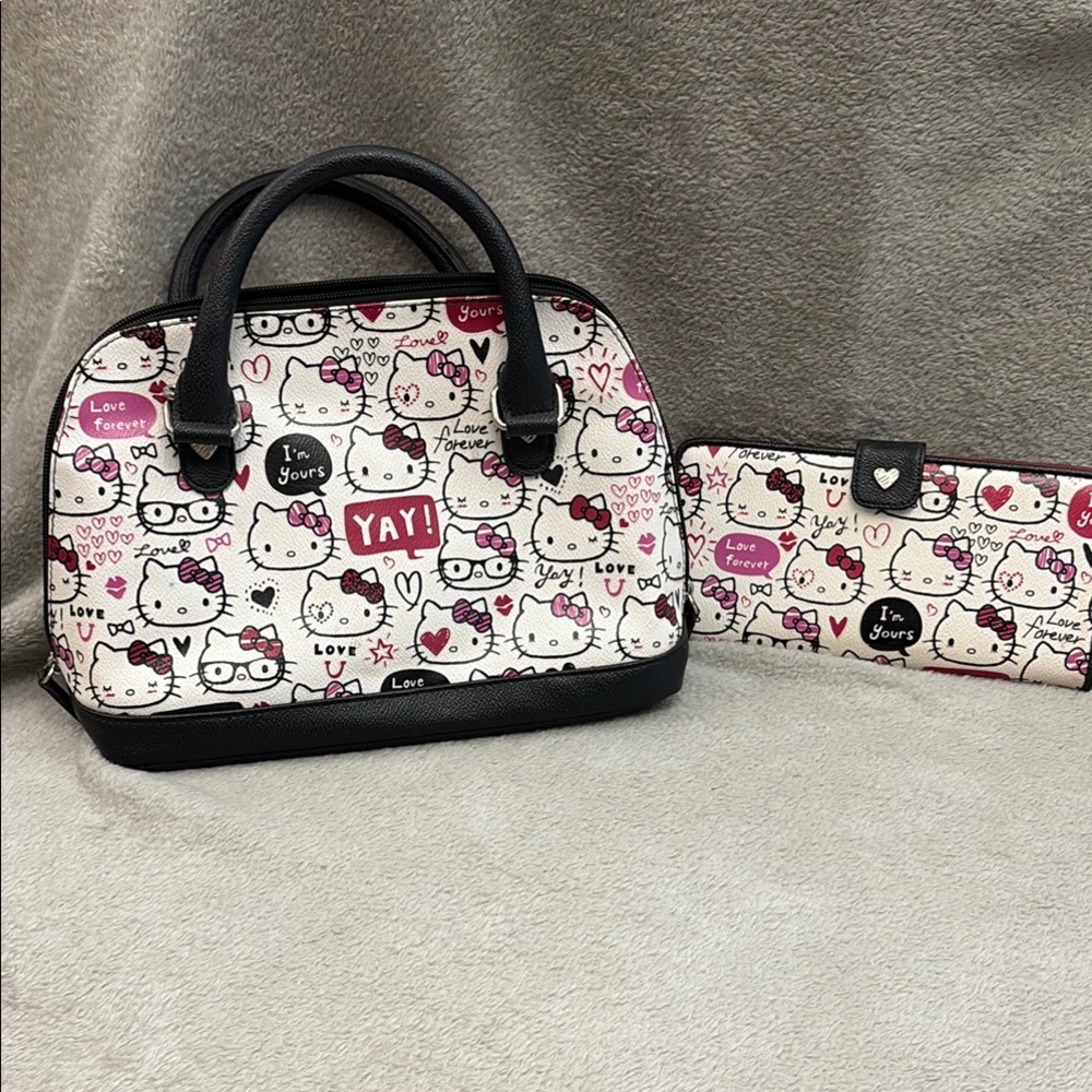 Hello Kitty Black and White Satchel with Iconic Design